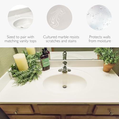 Image of Design House 21.5-Inch Cultured Marble Bathroom Side Splash, Ivory Swirl Vanity Wall Protector, Waterproof & Easy to Install, 550913
