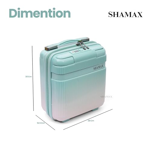 Image of SHAMAX Hard Shell Vanity Box for Women | Makeup Organizer Case with TSA Lock, Spacious Storage & Travel-Friendly, Wedding Gift | Cosmetic & Jewellery Storage Box (28x16.5x30cm) Mint Green