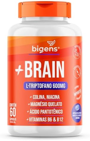 + Brain Triptofano 600mg 60 caps Colina Relax, Foco, Bigens