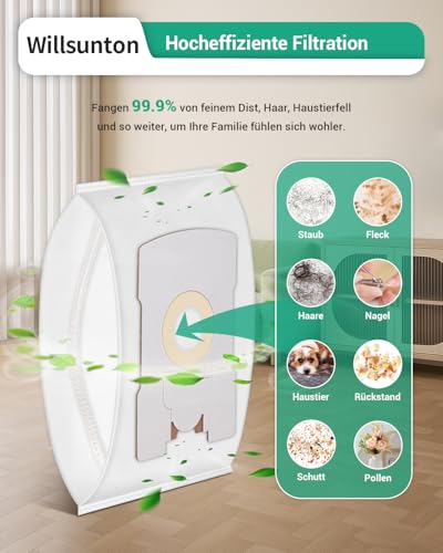 VT300 FP300 Staubsaugerbeutel kompatibel mit Vorwerk Kobold VT265 VT270 VT 300 FP 300 Kobold Tiger 260, 10 Stück Vorwerk Beutel mit 2 Stück Motorschutzfilter