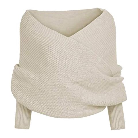 Leikance Women Scarf Cape,Winter Fashion Unisex Warm Thicken Crochet Knitted Wrap Shawl Cape with Sleeves Cover
