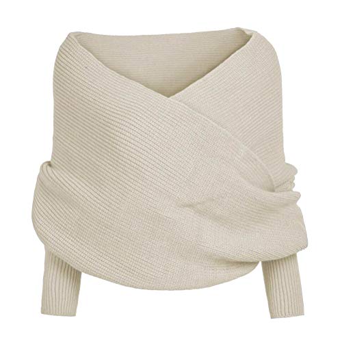 Leikance Damen-Schalumhang, Wintermode, Unisex, warm, dick, gehäkelt, mit Ärmeln Cover