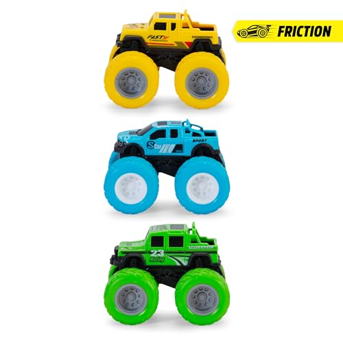 Dickie Toys - Monster Truck (1 Auto) - kleines Spielzeugauto für Kinder ab 3 Jahre mit Friktionsantrieb und Gummireifen, zufällige Auswahl aus 3 Farben, je 8,5 cm