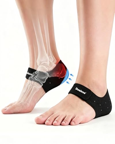 Dualeco Upgraded Plantar Fasciitis Heel Support More Comfortable Heel Pain Relief Adjustable Heel Protectors for Men/Women Heel Cushion Pads for Foot Fatigue/Achilles Tendinitis