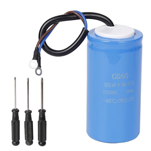 Stonenect Kondensator Motorstart-, Betriebs- und Laufkondensatoren 50/60Hz mit Kabel Für Elektromotoren Kühlschrank Wasserpumpe Automatisches Tor Luftkompressor (300uF 250V CD60)