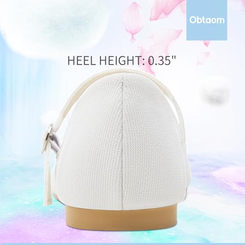 Image of Obtaom Mary Jane Flat Shoes Round Toe Ballet Flats for Women Dressy Fabric Business Flats Comfortable Classic Strap Flats for Office