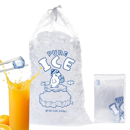 Bolsas De Almacenamiento De Hielo,Bolsas De Hielo Pequeñas - 10 Bolsas de Bolas de Hielo y Cubitos de Hielo con cordón | Bolsas para máquina de Hielo Prueba de Fugas, Bolsas de Almacenamiento de HIE