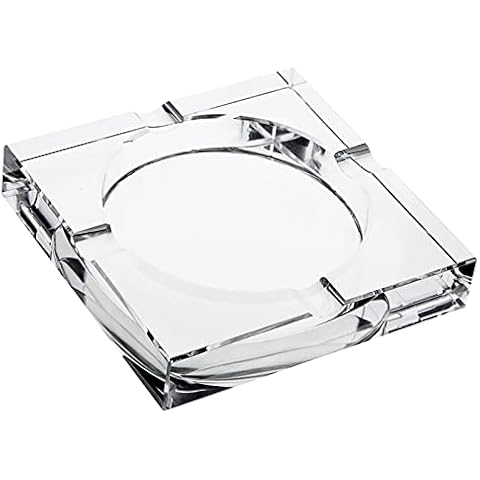 Juvale Glass Crystal Ashtray with Cut and 4 Slots for Cigars Cover