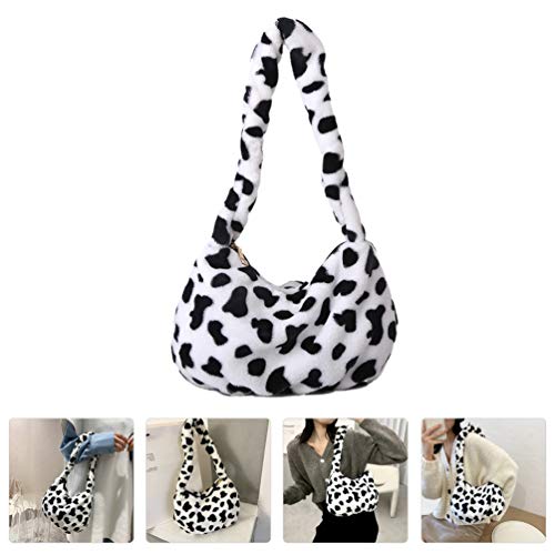 Amosfun Bolsa de Pelúcia Nas Axilas Bolsa Com Estampa de Vacas Nas Axilas Bolsa de Falsa Bolsa de Om