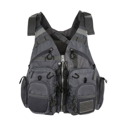 BUAGOUWZ Chaleco Salvavidas para Pesca, Deportes Al Aire Libre, Natación con Mosca, Chaleco Ajustable, Aparejos de Pesca, Deep Space Ash