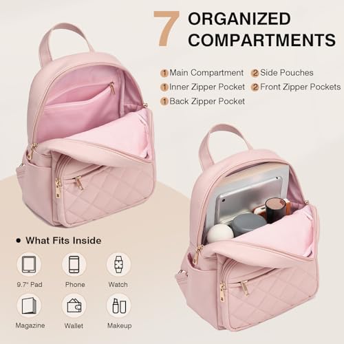 Image of Marvolia Mini Backpack Vegan Leather Small Backpack, Pink
