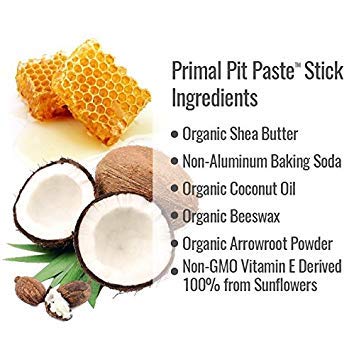 PRIMAL PIT PASTE Deodorant Stick Unscented Natural, 2.7 OZ