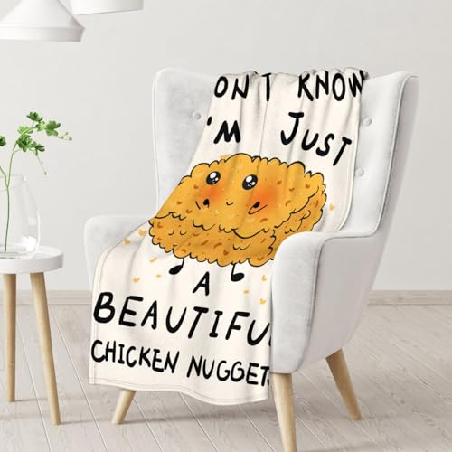 Mercuryelf Chicken Nugget Blanket - Soft, Fuzzy & Warm - 30x40 Inches Small Throw Blankets for Lap, Crib - Beige Cute Throws Gift for Chicken Nugget Lovers