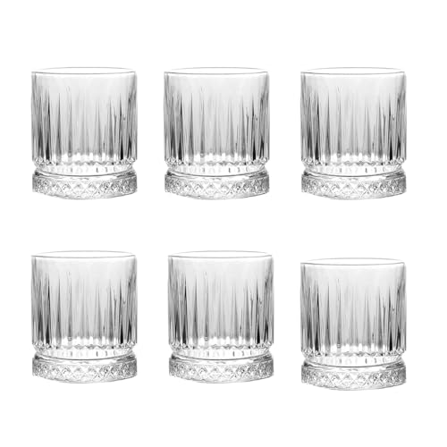 Set de 6 vasos de vidrio rayado 7.4 onzas