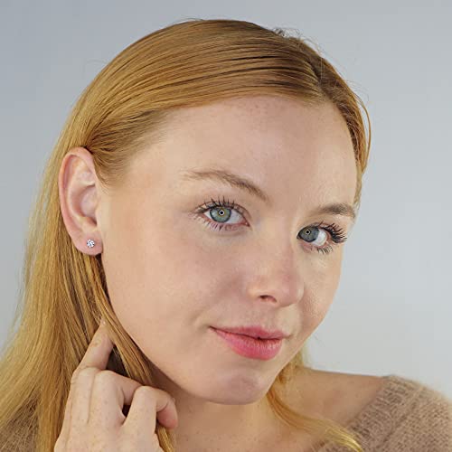 Diamond Wish - 3/4 Carat Lab Grown Diamond Round Stud Earrings for Women in 14k White Gold (VS2-SI1, 0.75 cttw) 4-Prong Setting Screw Back Studs