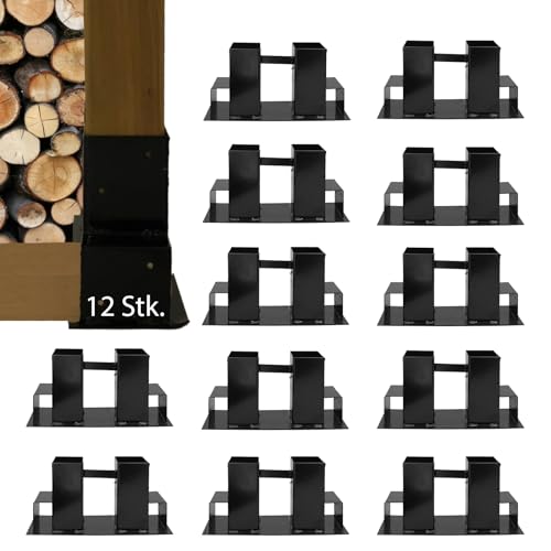 TRUTZHOLM Holzstapelhilfe Halterung 34 x 10 cm lackierter Stahl schwarz 2-12 Stück Holzstapelhalter Brennholz Kaminholzregal Stapelhilfe (12 Stück) TRUTZHOLM Holzstapelhilfe Halterung 34 x 10 cm lackierter Stahl schwarz 2-12 Stück Holzstapelhalter Brennholz Kaminholzregal Stapelhilfe (12 Stück)