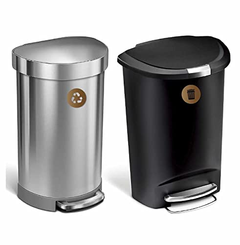 Image of Vinyl Friend Recycle and Trash Sticker Logo Style Symbol to Organize Trash cans or Garbage containers and Bins - Contour Cut Decal Sticker (Copper, XSmall)