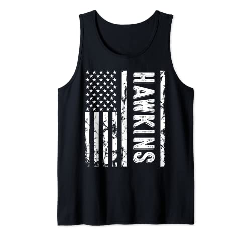 Hawkins last name funny surname team hawkins family reunion tank top