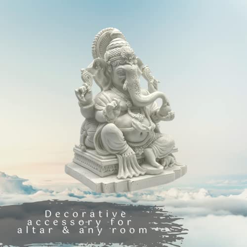 Bellaa 23613 White Ganesh Beautiful Statues Ganapati Hindu Buddha Good Luck God Home Decoration Altar Idol Figurine Meditation Sculpture 5 Inch #TOP3