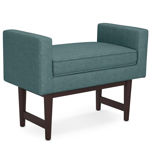 SIMPLIHOME Scott Small Ottoman Bench - 29 inch Wide Upholstered
