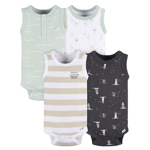 Image of Gerber Baby Boys' Multi-pack Sleeveless Onesies Bodysuit