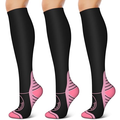 Image of 3 Pairs Compression Socks for Women and Men 15-20mmHg-Circulation Support Socks- Best for Medical,Running,Athletic