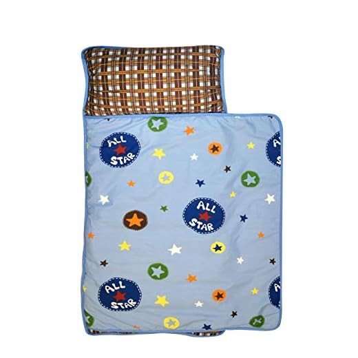Kids Nap Mat Set with Pillow Insert and Double Layers Fleece Blanket – Great for Kids Sleeping at Daycare, Preschool, or Kindergarten - Fits Napping Toddlers or Children (All Star)