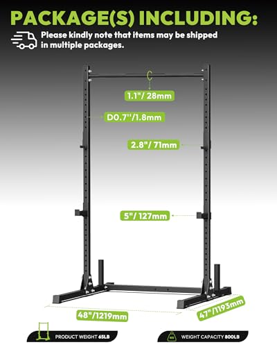Image of HANDBODE Power Cage with Pull Up Bar, Multi-Functional Squat Rack for Home Gym, Heavy Capacity Adjustable Power Rack Fit 6 FT, 7 FT Barbell, Weightlifting, Strength Training, Bench Press, Fitness
