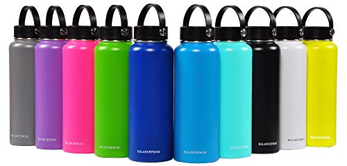 Balancefrom Double-Wall Vacuum Insulated Stainless Steel Water Bottle, 3 Caps Included, Wide Mouth And Standard Mouth, Multiple Colors And Sizes #TOP6