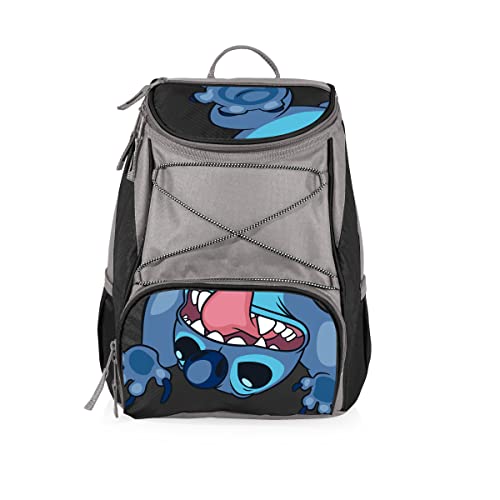 PICNIC TIME Disney Lilo & Stitch Backpack Cooler, Insulated Leakproof Soft Cooler Backpack, Waterproof Lunch Bag, Portable Hiking Backpack Ice Chest for Picnic, Beach, Camping & Travel (Black with Gray Accents)