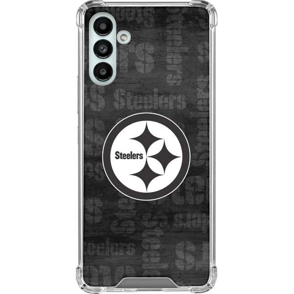 Skinit Clear Phone Case Compatible with Galaxy A13 5G - Officially Licensed NFL Pittsburgh Steelers Black & White Design