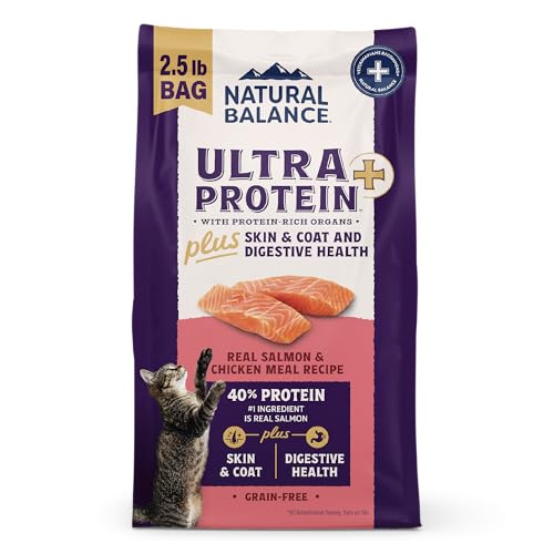Natural Balance Ultra Protein Plus Dry Cat Food, Skin & Coat and Digestive Health Real Salmon...