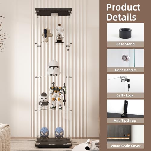 Image of Beauty4U Glass Display Cabinet with 13-Color LED, 4-Tier Curio Cabinet