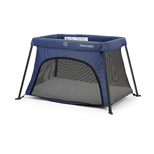 Image of Pamo babe Lightweight Travel Crib, Portable and Easy to Carry Baby Playard, Travel Playard for Baby with Soft Mattress Pad(Blue)
