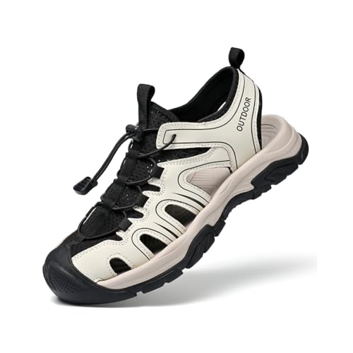 Mens Closed Toe Sandals Beach Water Shoes Men Hiking Sport Leather Fisherman Waterproof Sandals