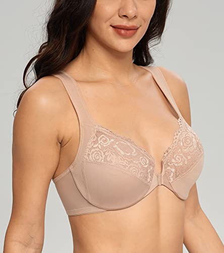 Lemorosy Women’s Full Figure Plus Size Unpadded Front Closure Wide Shoulder Straps Underwire Everyday Bra4