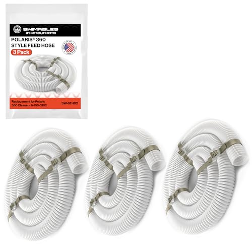 Swimables 9-100-3102 6-Ft Cuff-Less Feed Hose | Replacement for Polaris 360 Pool Cleaner | Heavy-Duty Durable Vacuum Hose for Inground Pools | Pack of 3