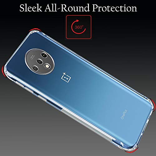 Image of TheGiftKart Back Cover Soft Silicone Case for OnePlus 7T | Complete Camera Protection | Inbuilt Dust Plugs | Anti-Slip Grip | Slim Profile | Transparent