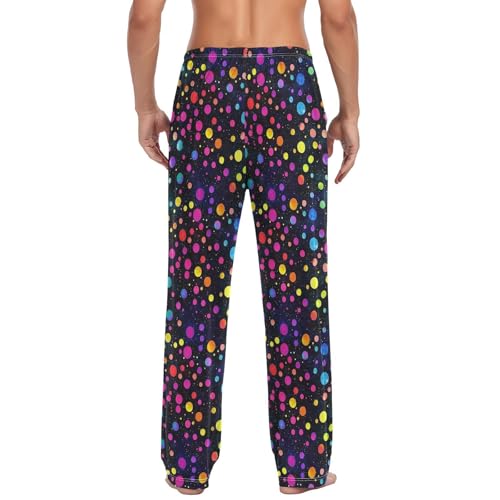 ALAZA Rainbow Color Polka Dots Galaxy Men’s Pajama Pants Soft Long Sleep Pants Lounge Pajama Bottoms with Pockets2