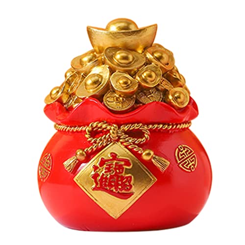 Chinese Money Bag Piggy Bank Yuan Bao Money Box Feng Shui Desk Decor Figurine Container Wealth Figurine 2023 Chinese New Year