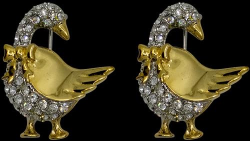 Image of Set of 2 Brooch Lapel Pins With Rhinestones