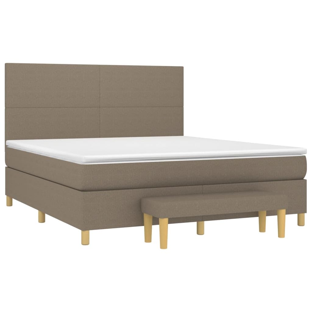 Atmungsaktiver Stoff hohenverstellbares Kopfteil Boxspringbett Taupe