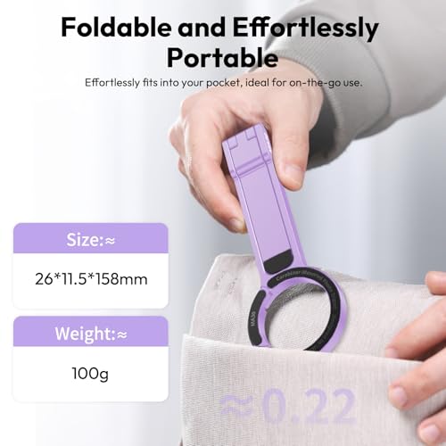 Image of ULANZI MA30 Magnetic Phone Tripod Stand for iPhone, Aluminium Maglock Smartphone Mini Tripod Pocket Cell Phone Stand Strong Magnet Compatible with iPhone 17 16 15 14 13 12 Series, Lavender