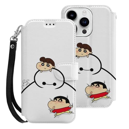 クレヨンしんちゃん ベイマックス iPhone15Pro用ケース 手帳型 スマホケース アイホン15Pro用 財布型カバー カードポケット スタンド機能 誕生日ギフト 人気 男女兼用