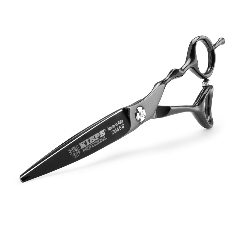 Kiepe 2814 Monster Cut Tijera profesional de corte 5,5 pulgadas – Tijera ergonómica con filo Convex Razor y recubrimiento de titanio negro, Made in Italy