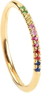 Elegant jewel box DUTY-FREE Women 12 Colorful sapphires ring in solid Gold 9k,14k,18k, Rainbow dainty ring with sapphires, multicolored Anniversary gift, Unique gift, 1.25mm