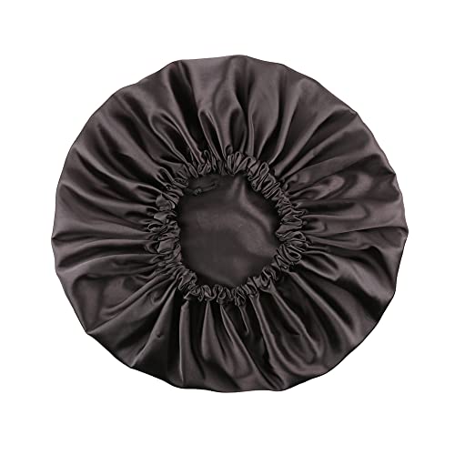 Image of Stain Bonnet Silk Sleep Cap Adjustable Satin Cap for Night Sleeping Hair Bonnet Reversible Double Layer