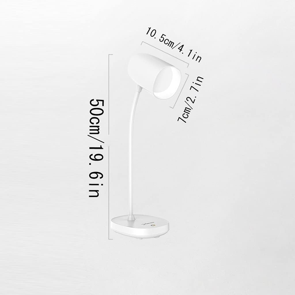 LED Desk Lamp Stereo Dimming Gooseneck Table Lamp With USB Charging Cable Eye Protection Home Bedroom Bedside Desk Lamp (Color : White)