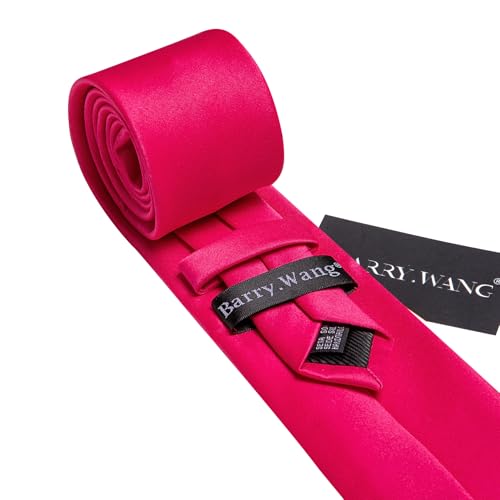 Image of Barry.Wang Plain Men Silk Ties Extra Long Satin Necktie for Wedding Business Handkerchief Cufflinks Set Solid Colors