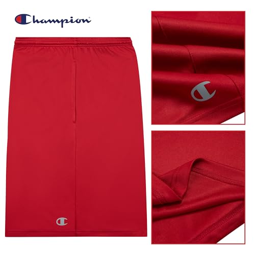 Champion Gym Shorts Men Big and Tall - 2 Pack Performance Dry Fit Running Shorts Black/Red - image 2